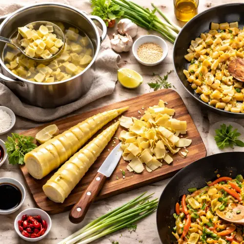 bamboo shoots without sticking, bamboo shoots, how to boil bamboo shoots, sauté bamboo shoots