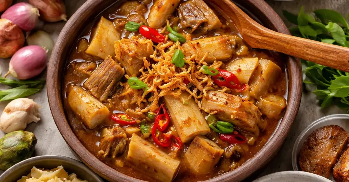 Braising Rebung, braising rebung, semur rebung recipe, how to cook rebung