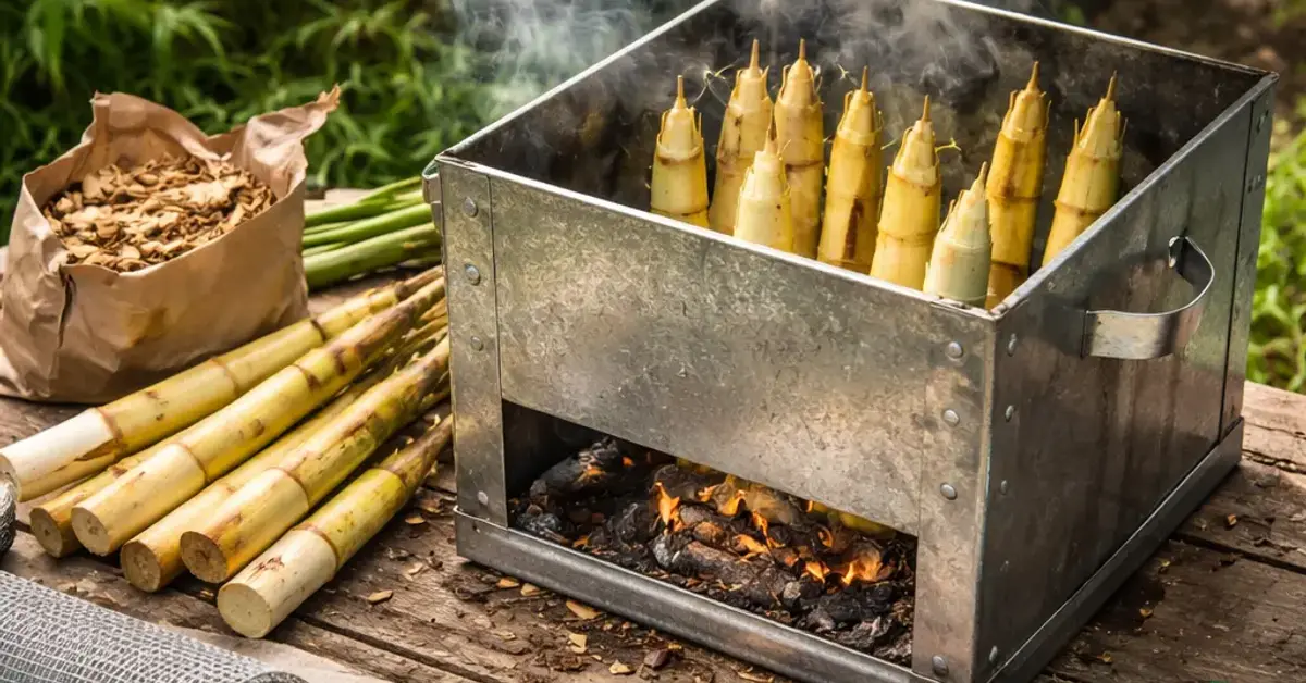 build a simple smoker for bamboo shoots, build smoker, smoker for bamboo shoots, home smoker