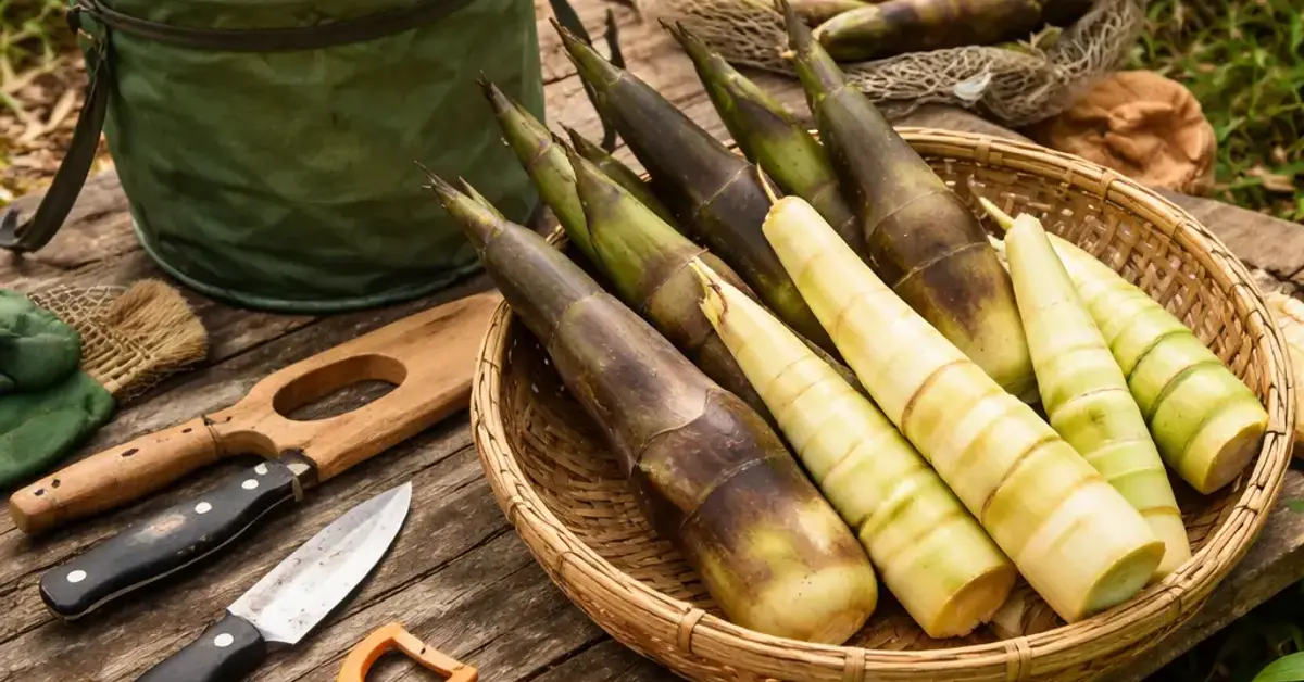 clean wild rebung, wild rebung cleaning, field guide to cleaning rebung, how to clean bamboo shoots in the wild