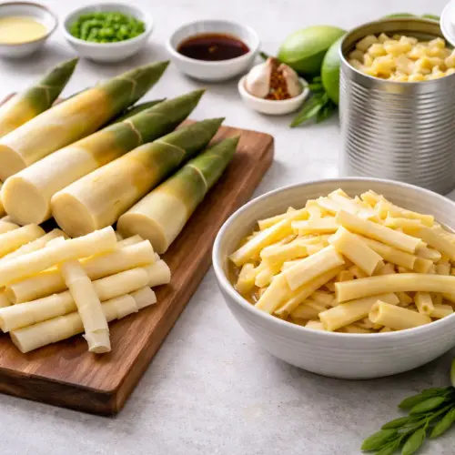 Fresh vs. Canned Bamboo Shoots, bamboo shoots, fresh vs canned bamboo shoots, bamboo shoot comparison