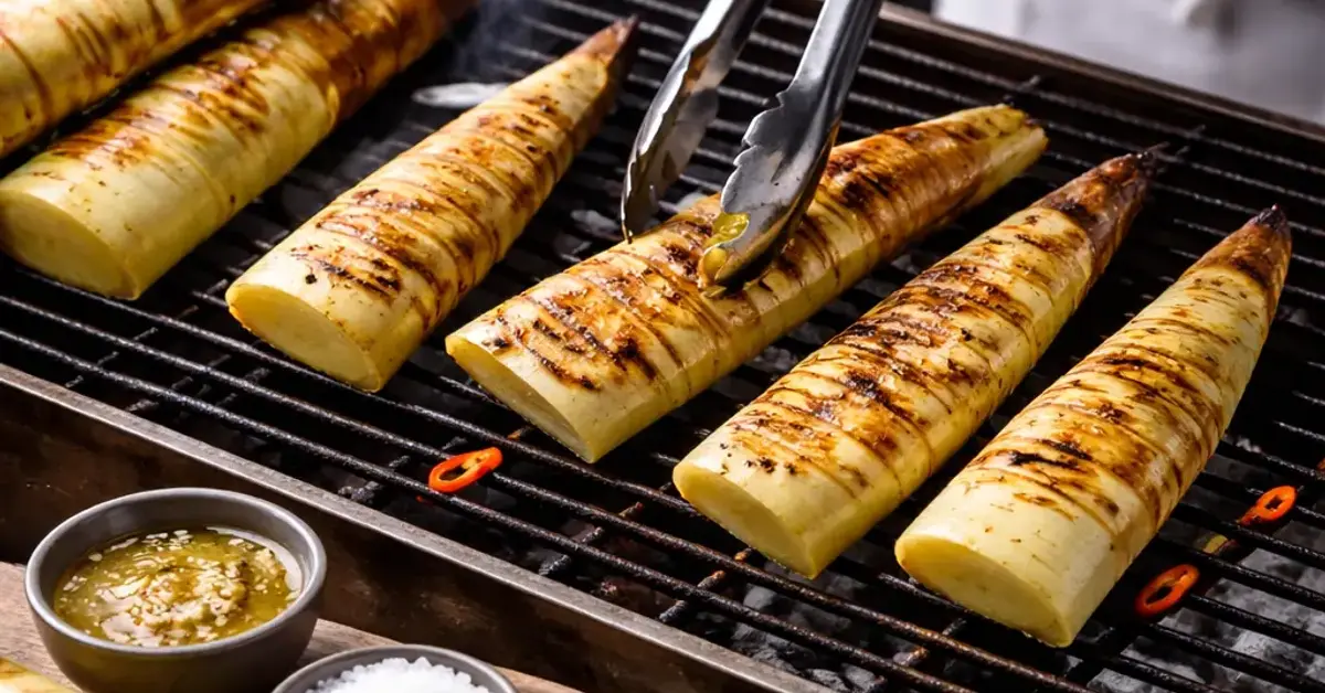 grilling bamboo shoots, bamboo shoots, how to grill bamboo shoots, grilling guide bamboo shoots