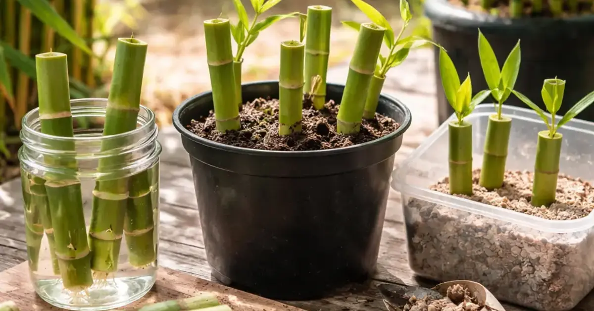 growing bamboo from shoot trimmings, bamboo propagation, grow bamboo from cuttings, vegetative propagation bamboo
