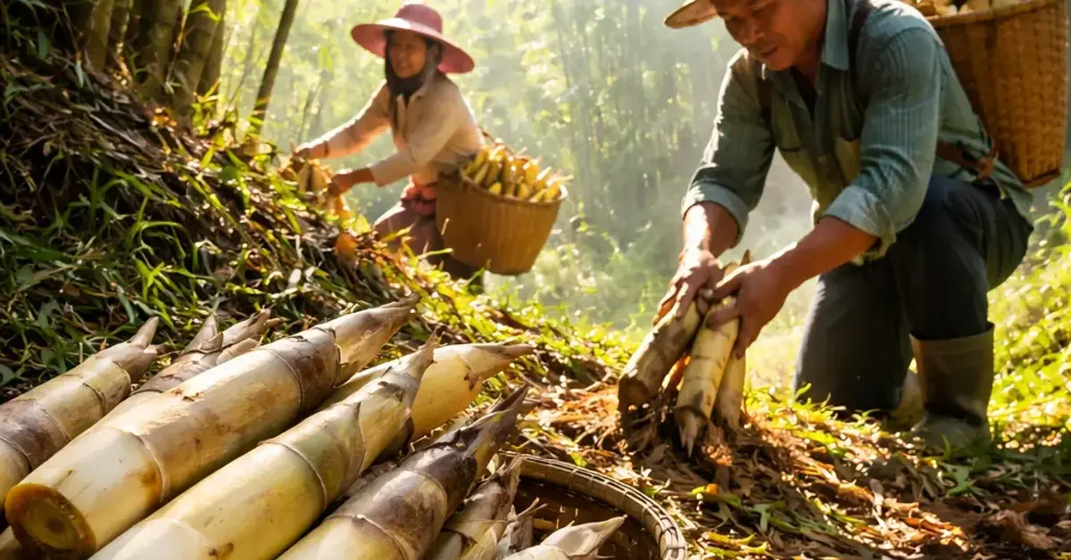 Harvest Wild Rebung Indonesia, wild rebung harvest, best time to harvest rebung Indonesia, seasonal rebung Indonesia
