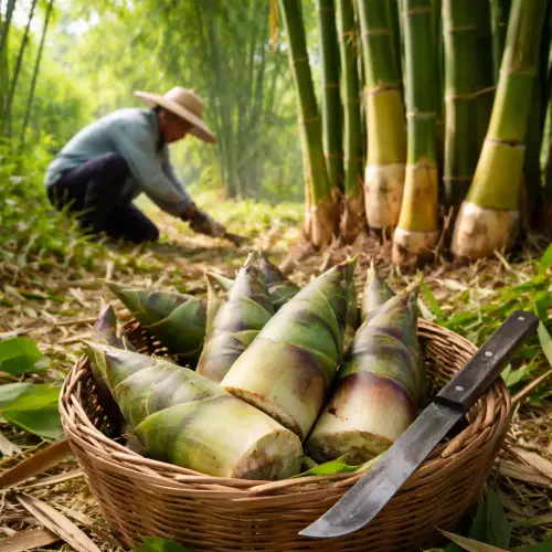 harvesting bamboo shoots benefits, bamboo shoots, local wisdom bamboo, bamboo growth tips