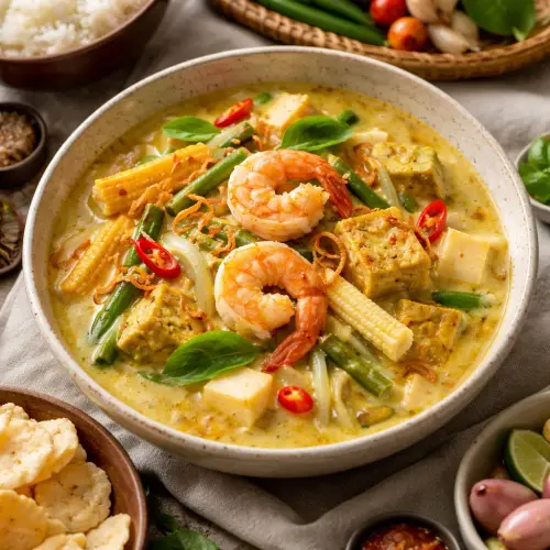 Javanese Sayur Lodeh Rebung with Shrimp and Tofu, Javanese Sayur Lodeh, Sayur Lodeh Rebung recipe, Nusantara classic dish