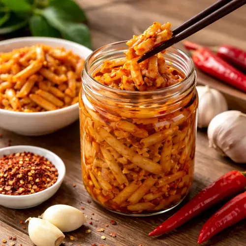 Kimlan Chili Bamboo Shoots, Kimlan chili bamboo shoots, chili bamboo shoots review, spicy bamboo shoots texture