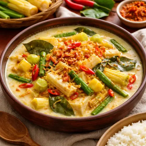 Lumajang-style lodeh rebung, Lumajang style lodeh rebung, creamy spicy lodeh recipe, seasonal vegetable lodeh
