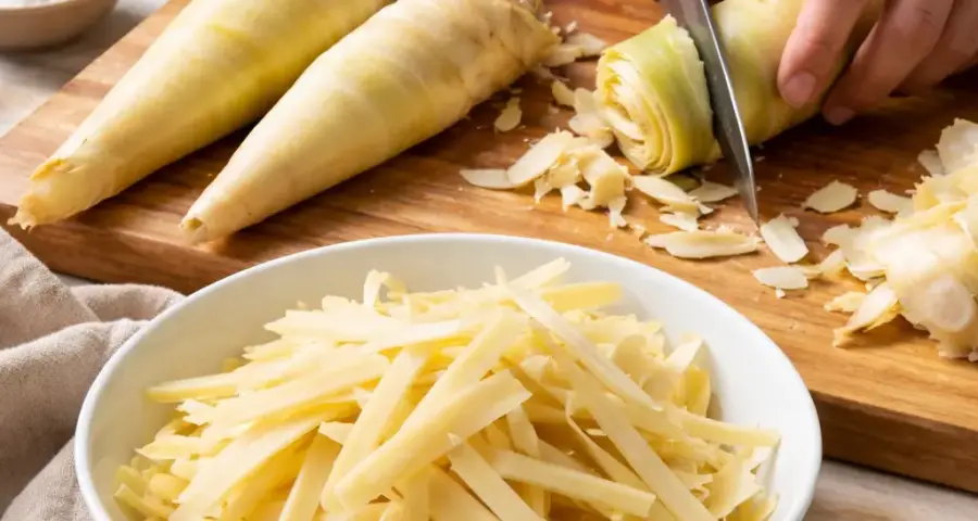Step 1: Prepare the Rebung for Ultra-Thin Vegetable Slicing