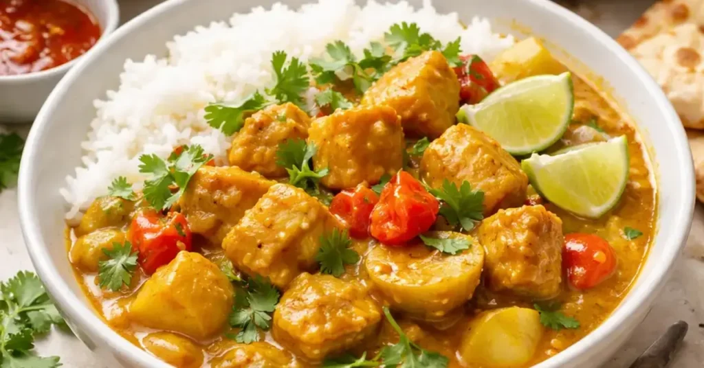 Padmanadi Vegan Chicken Curry, vegan chicken curry, Padmanadi copycat recipe, restaurant-worthy vegan curry