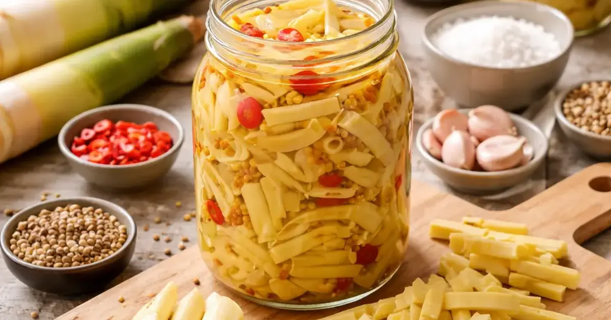 pickle bamboo shoots acar rebung, pickle bamboo shoots, Acar Rebung recipe, how to make Acar Rebung