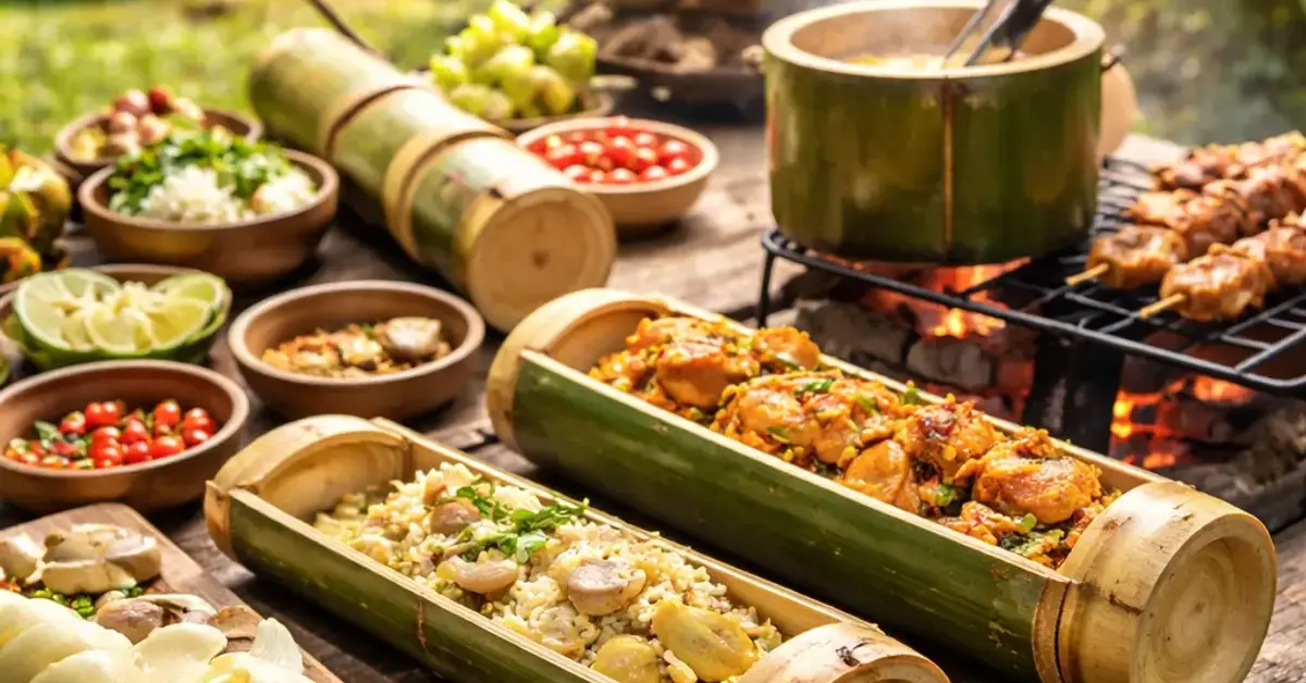 Rebung camping cooking, portable camping cooking, rebung cooking guide, camping with bamboo shoots