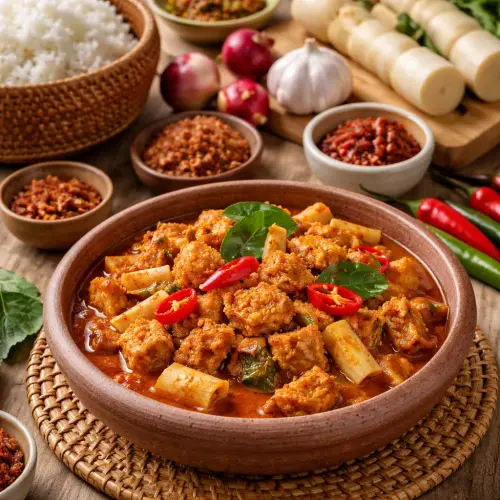 Resep Krecek Rebung, Krecek Rebung, Indonesian culinary heritage, textured meaty dish