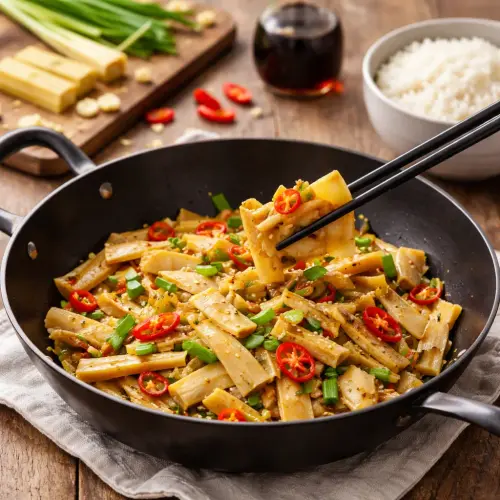 simple stir-fried rebung for college students, stir-fried rebung recipe, budget college meal, 15-minute bamboo shoots recipe