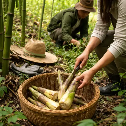 wild rebung foraging, rebung foraging, sustainable foraging, forest adventure
