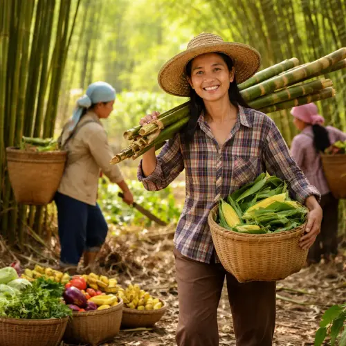 women bamboo harvesters family food security, women bamboo harvesters, bamboo harvesting food security, role of women in food security